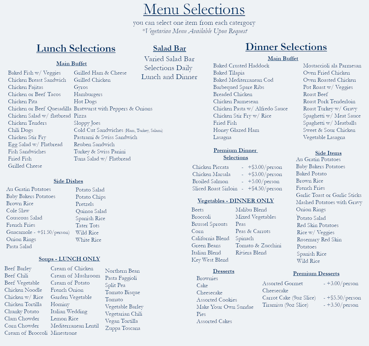 Lunch/Dinner Menu